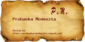 Prohaska Modeszta névjegykártya